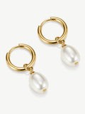 D.LOUISE gold tone pearl huggies earrings - British product