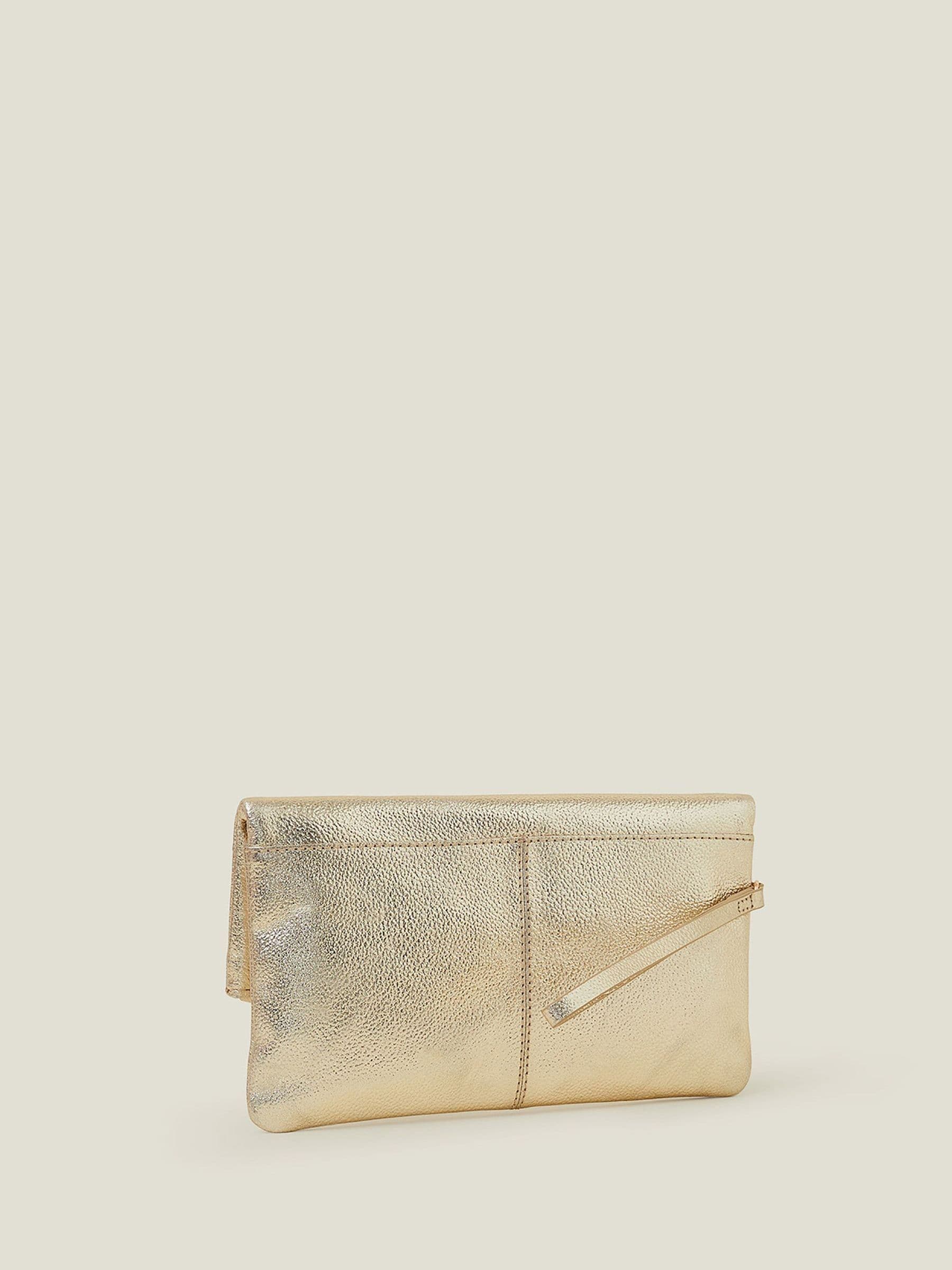 Accessorize gold leather fold over clutch - British product