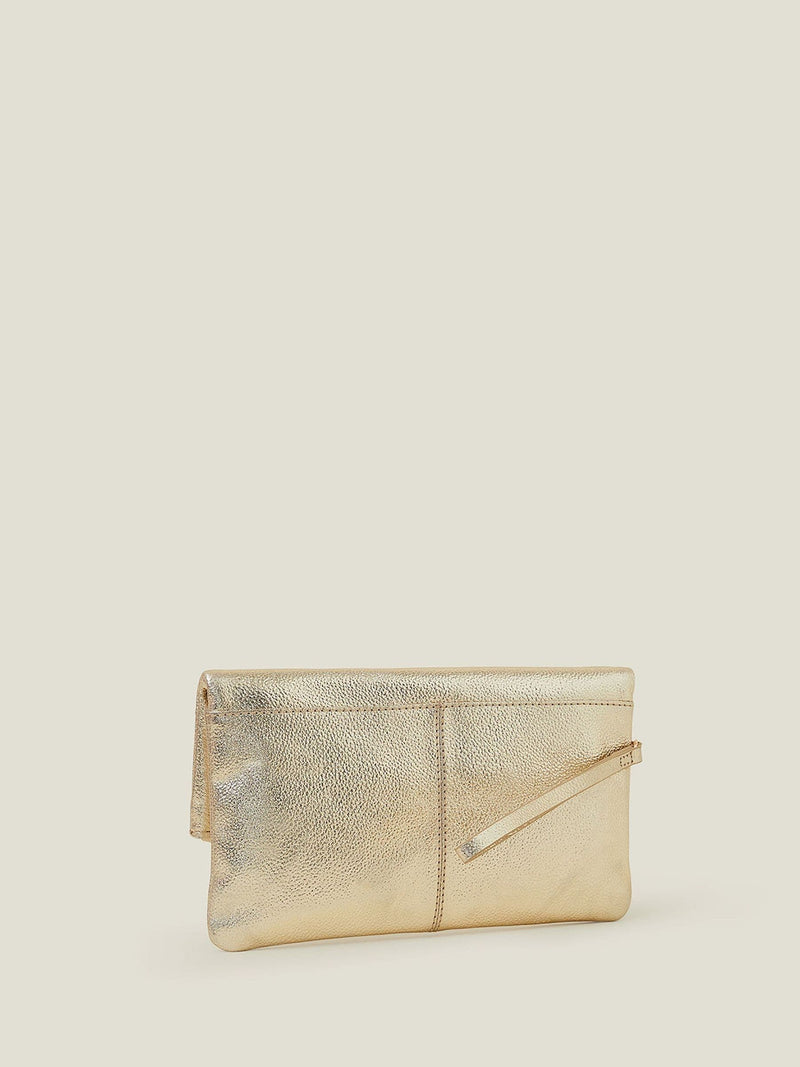 Accessorize gold leather fold over clutch - British product