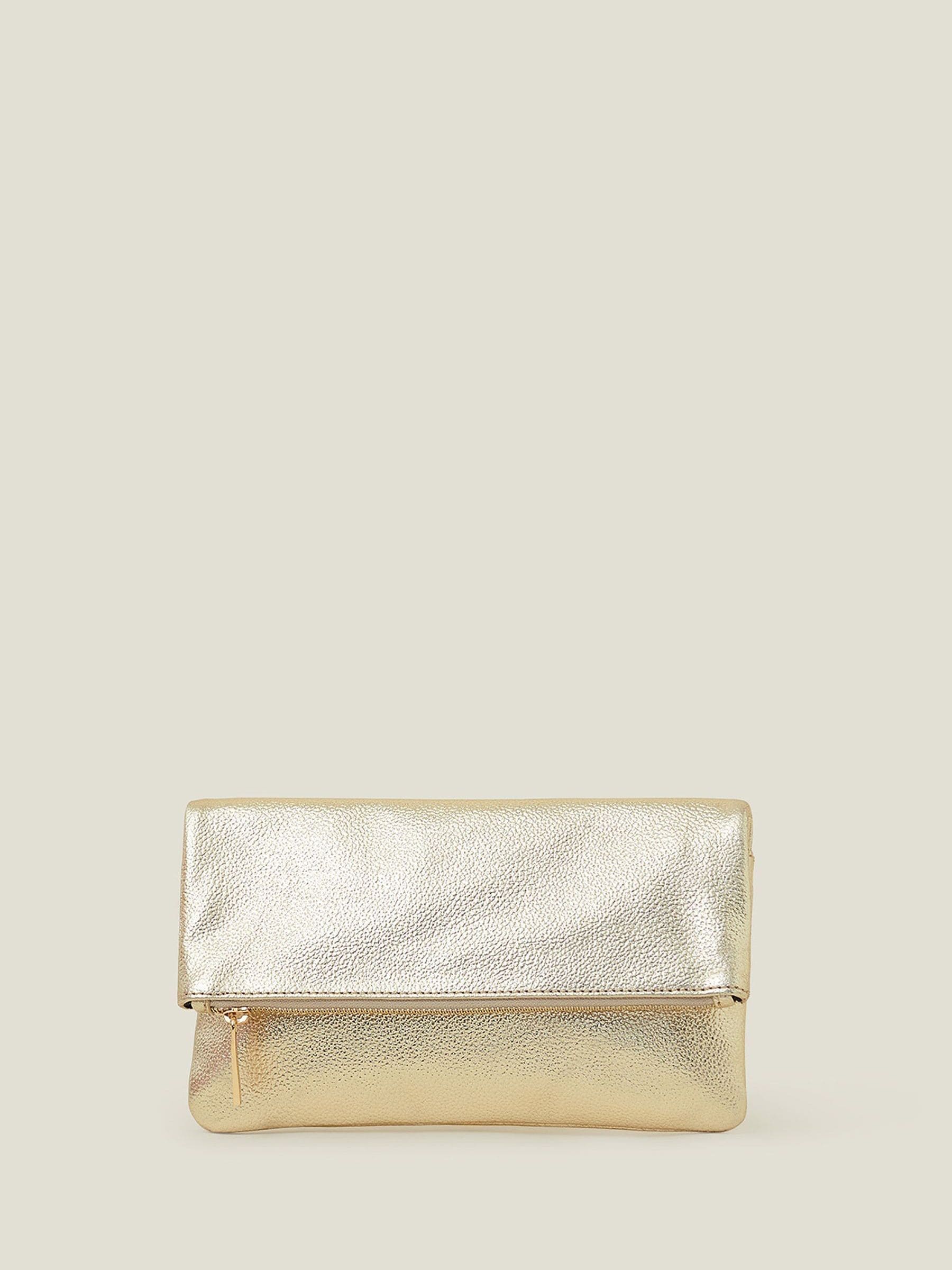Accessorize gold leather fold over clutch - British product