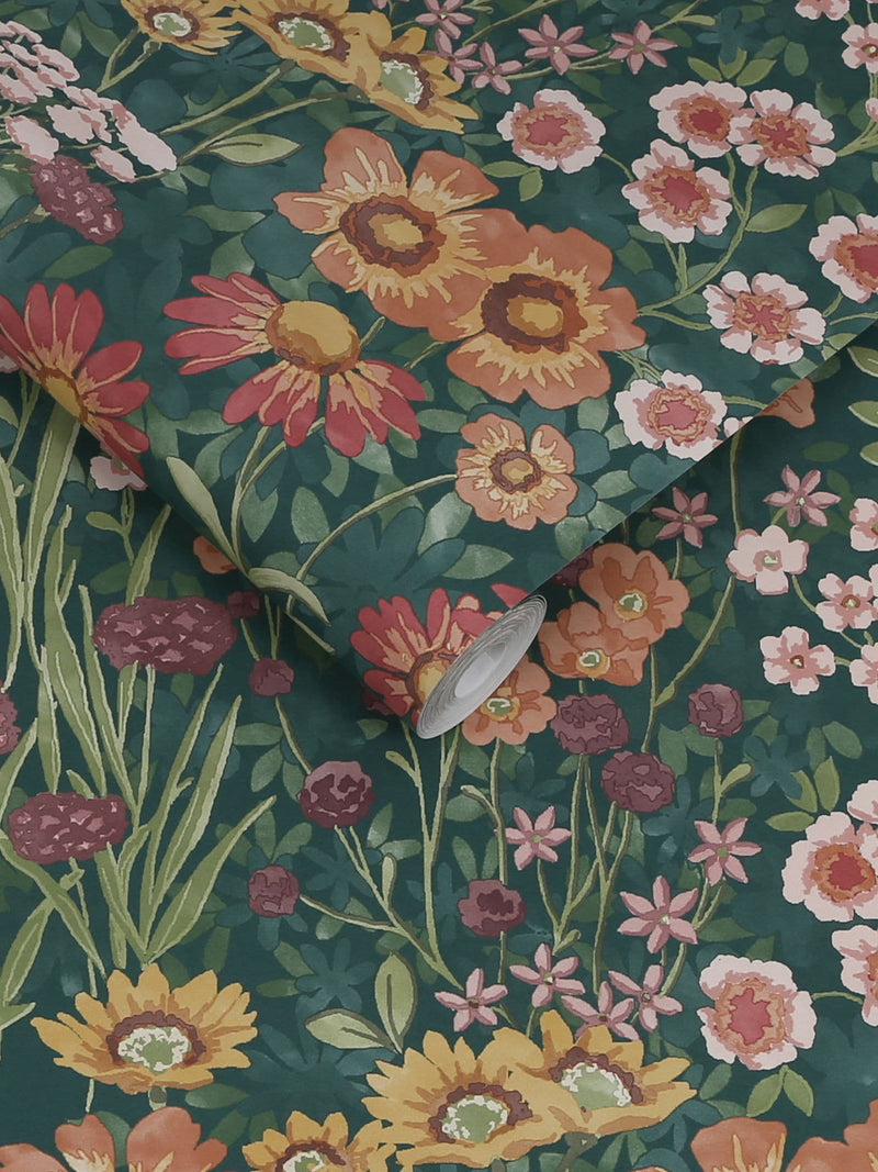 Graham & Brown green wallflower wallpaper sample - British product
