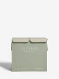 Sage green laundry sorter basket with embroidered detail - British product