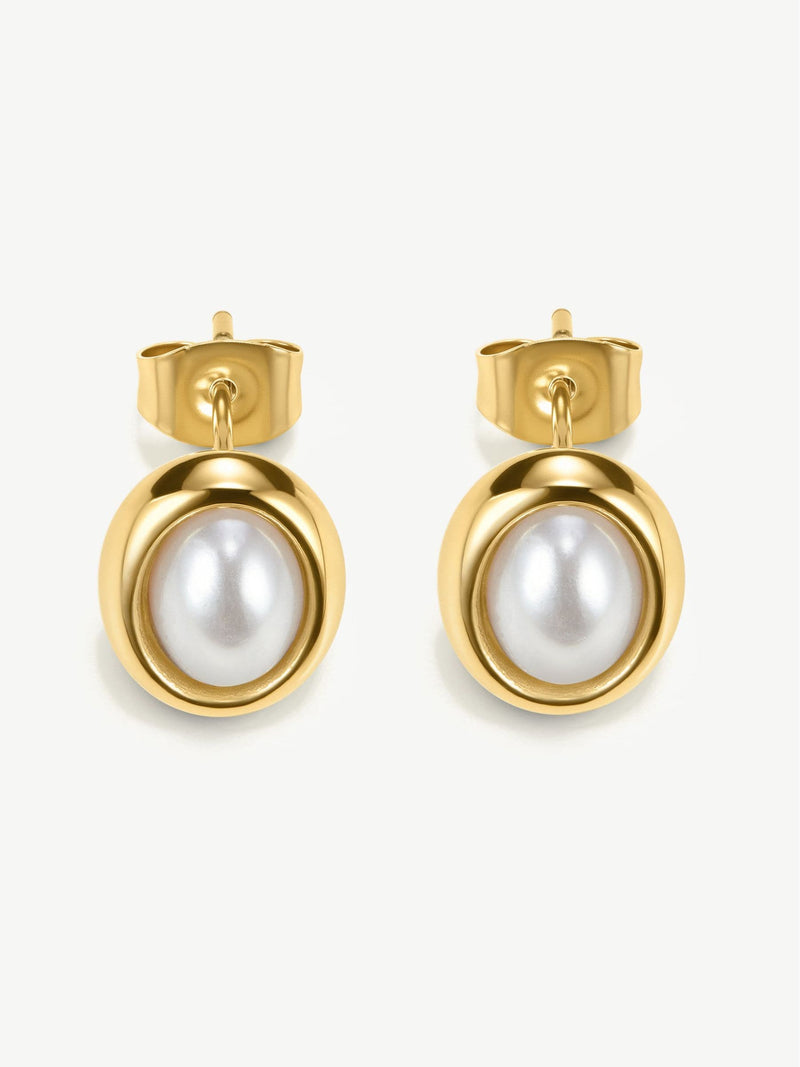 D.LOUISE gold tone mini pearl stud earrings - British product