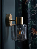 Jensen rechargeable wall light brass smoked glass - British product