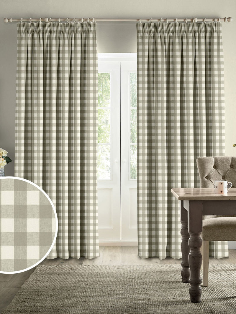 Sophie Allport Natural Stone gingham curtains made to measure - British product