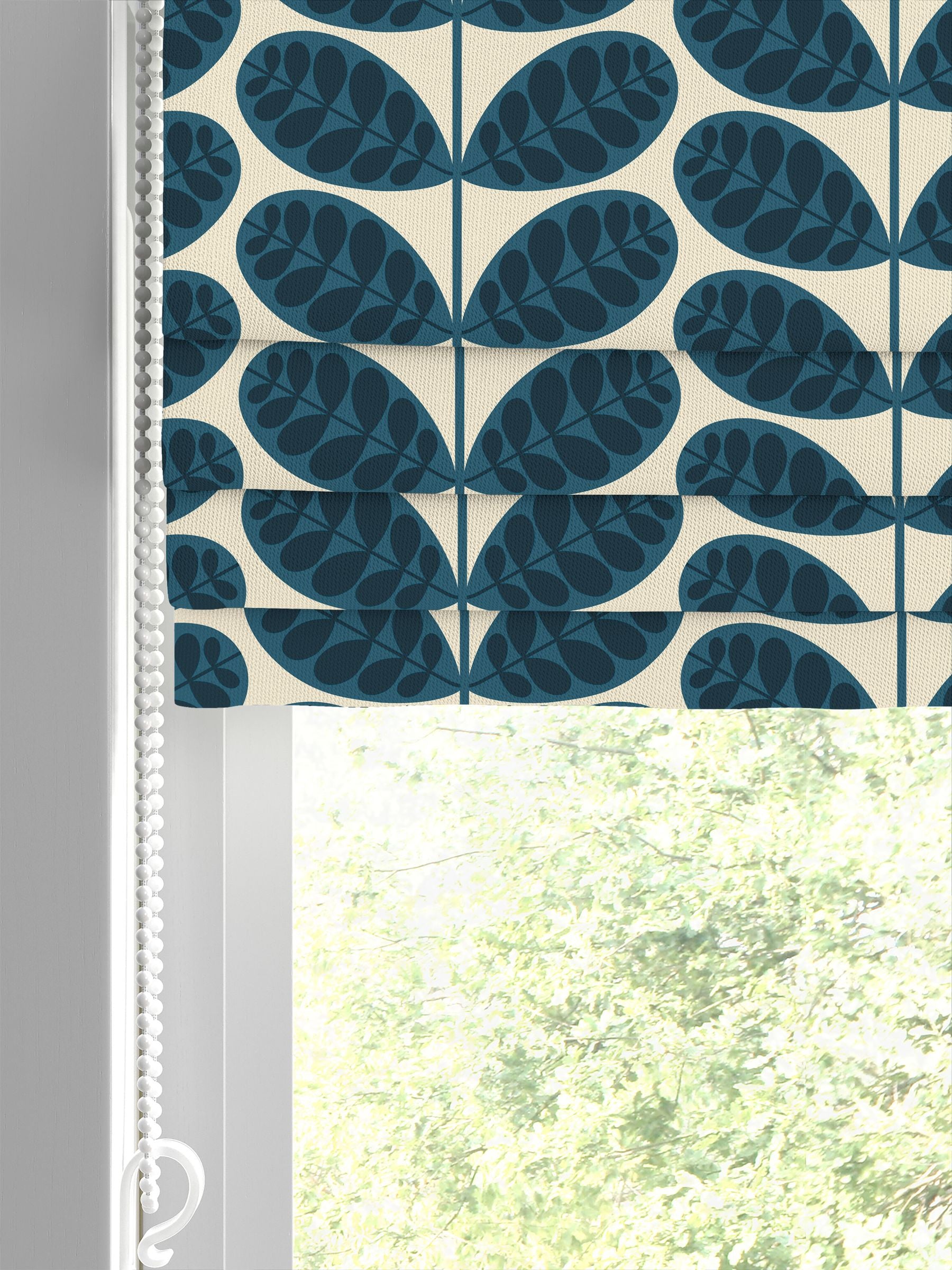 Orla Kiely Whale Blue Botanica Stem roman blind (British brand)