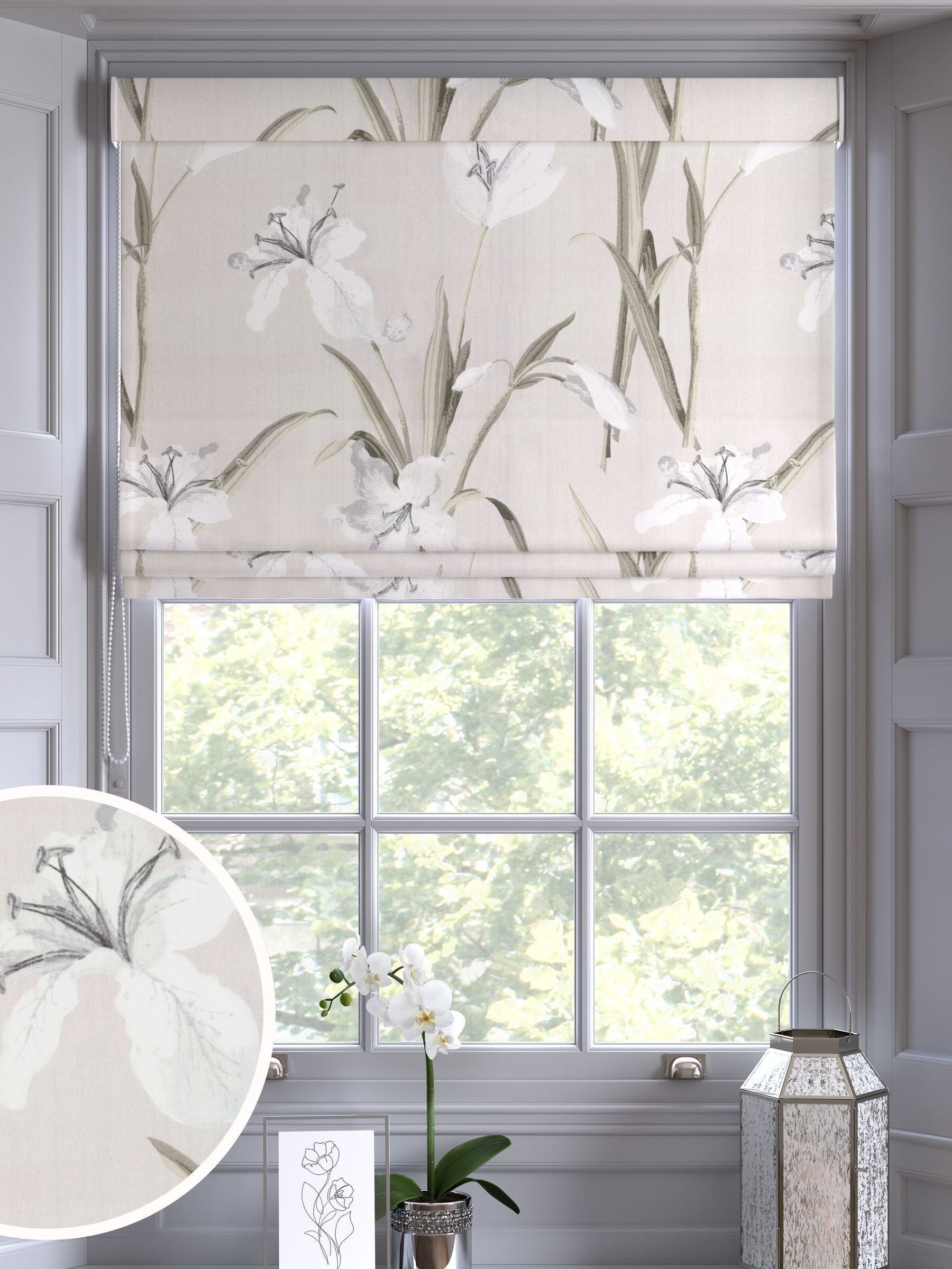 Next Natural Lily Floral roman blind (British brand)