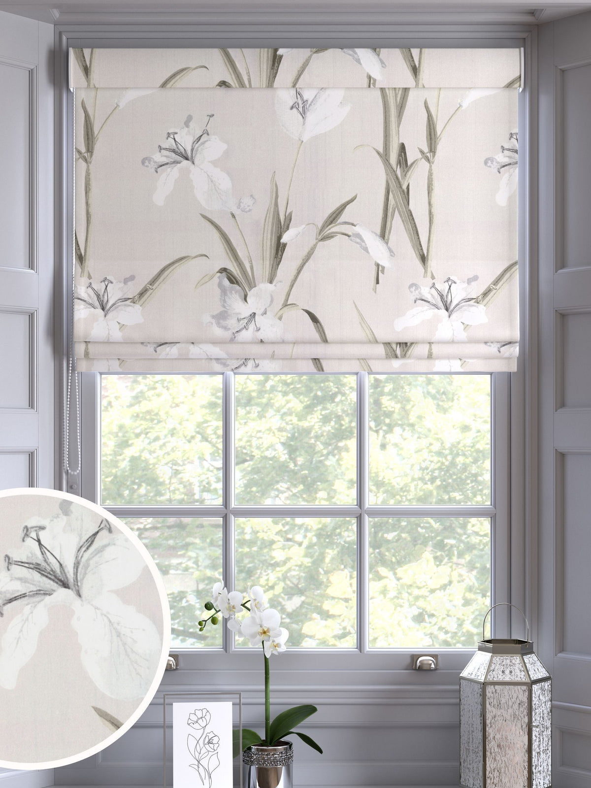 Next Natural Lily Floral roman blind (British brand)