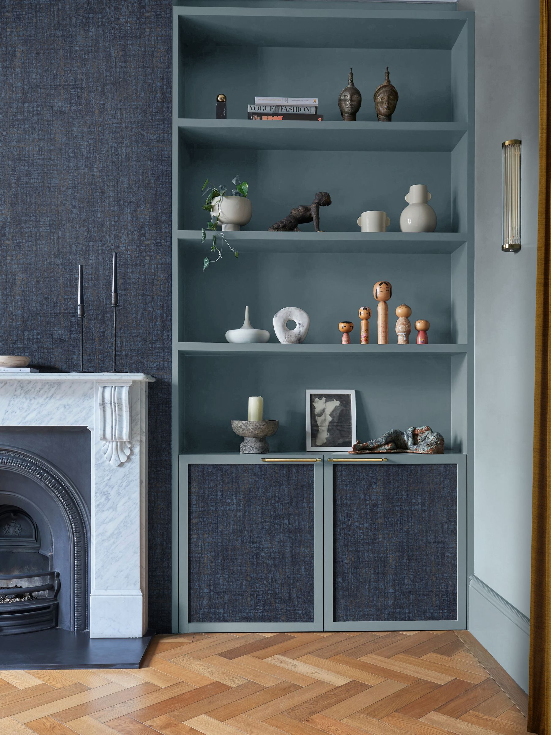 Graham & Brown Navy Armando wallpaper sample A4 (British brand)