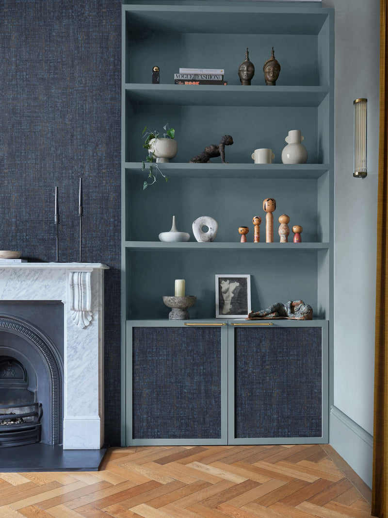 Graham & Brown Navy Armando wallpaper sample A4 (British brand)