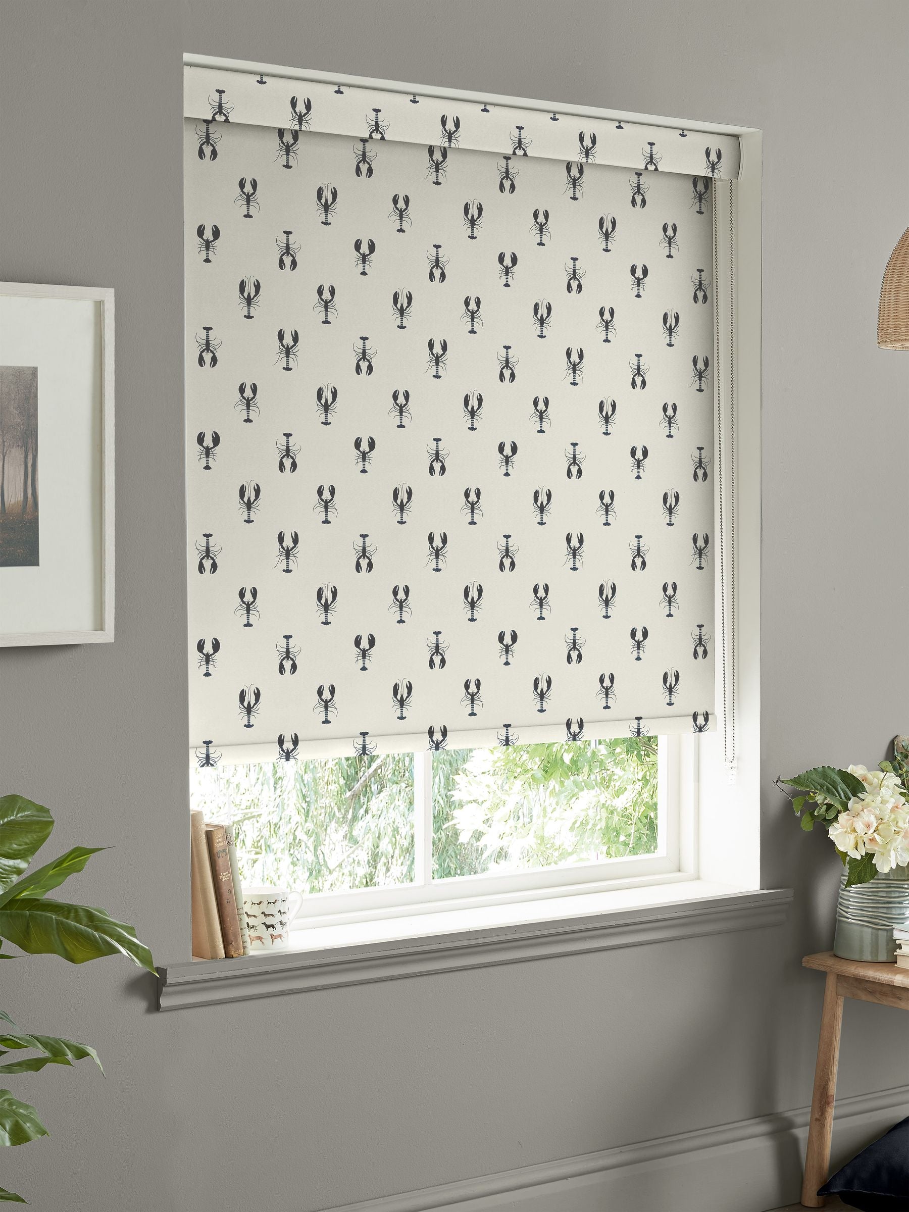 Sophie Allport white lobster made to measure roller blind (British brand)