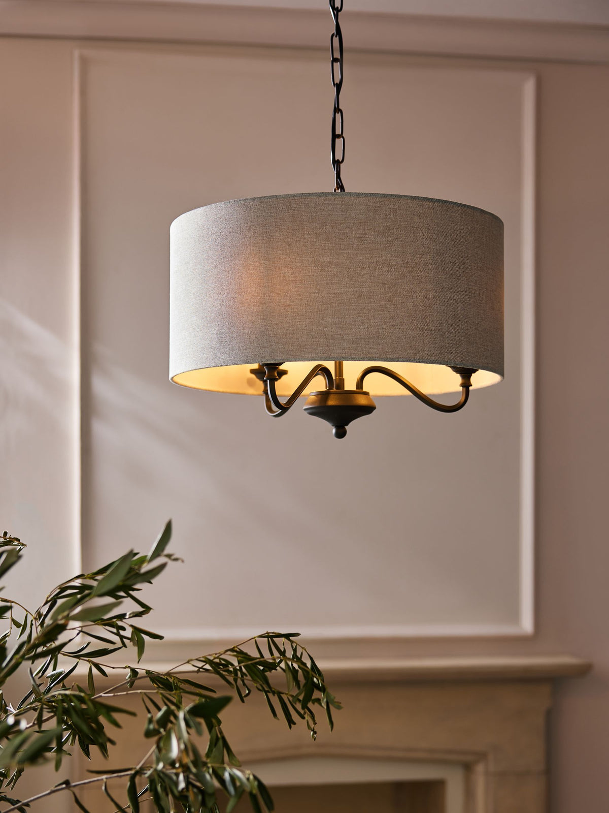Next Burford Brushed Nickel 3 Light Chandelier Ceiling Light