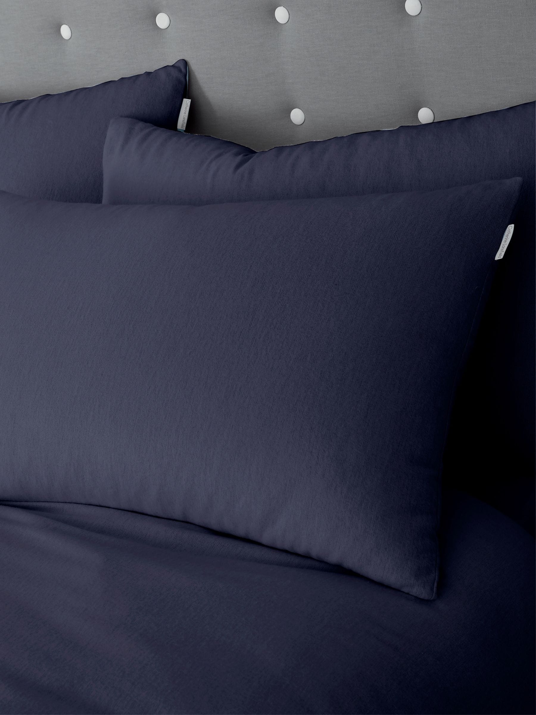 Catherine Lansfield Set of 2 Chambray Blue 100% Cotton Pillowcases 50x75 cm