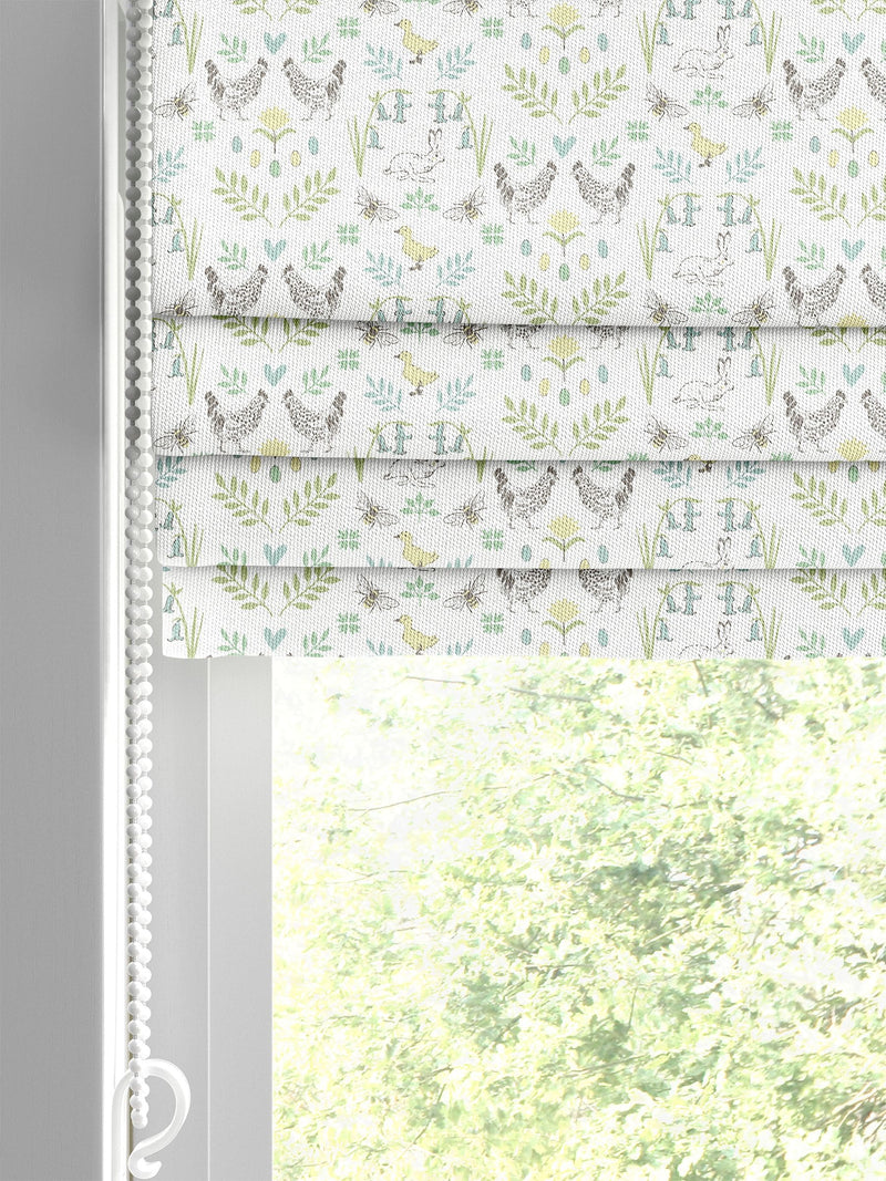 Sophie Allport roman blind with White Spring Chick pattern, UK version