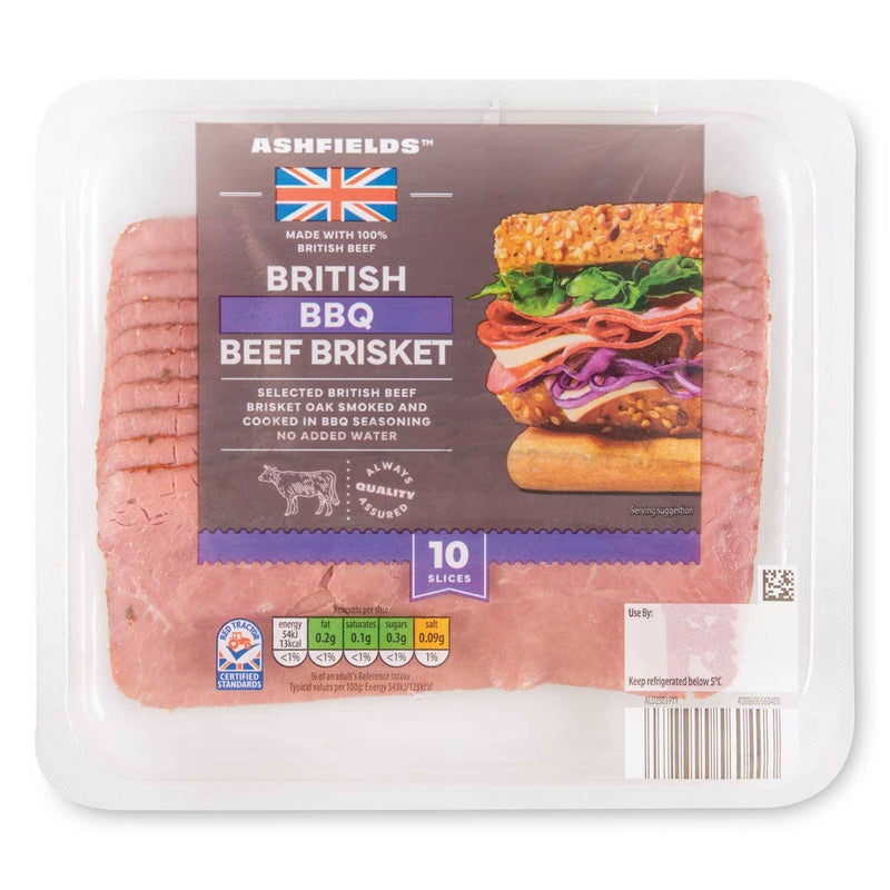 BBQ beef brisket slices pack of 10, (British brand)
