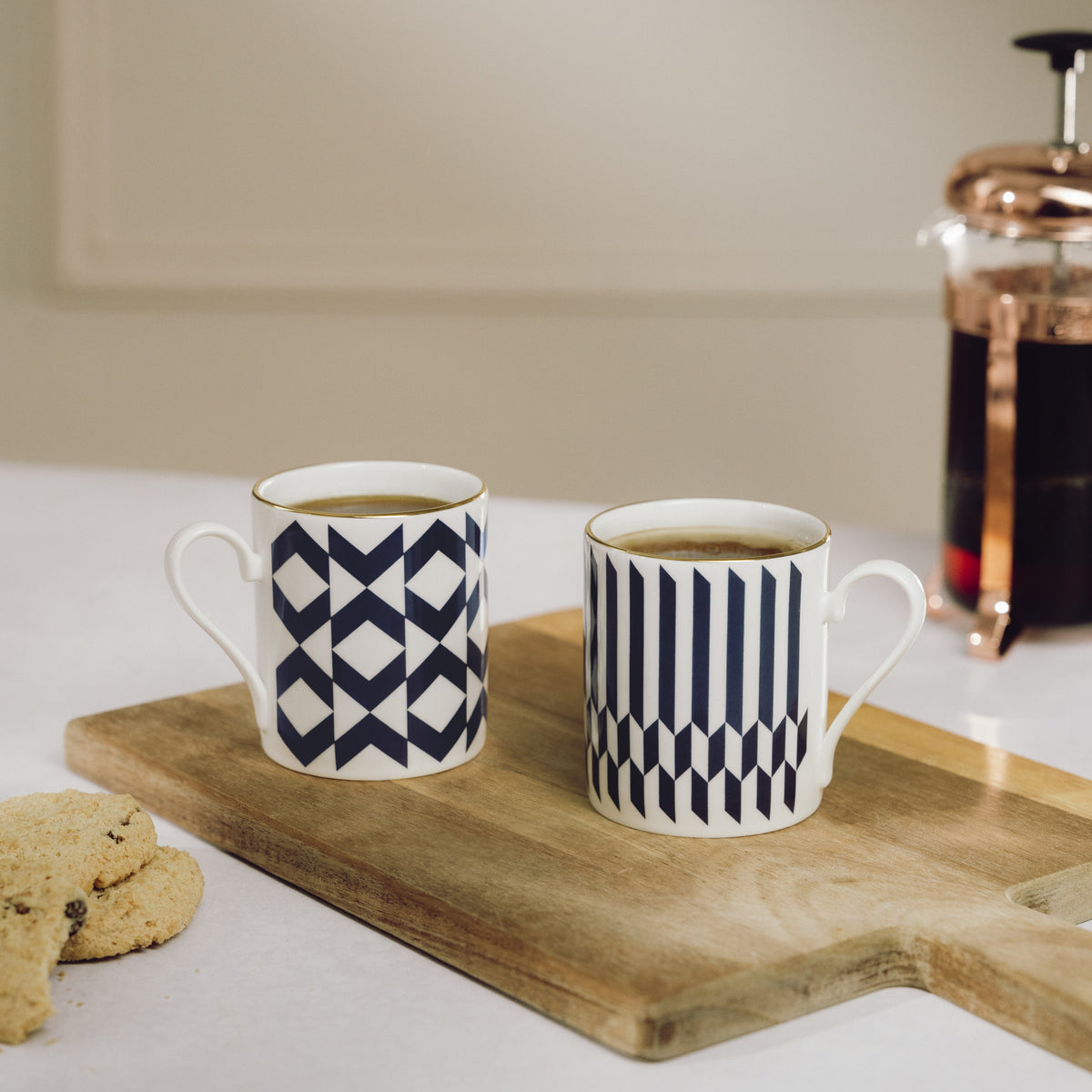 Whittard Chelsea Collection fine bone china espresso cup duo, imported from the UK