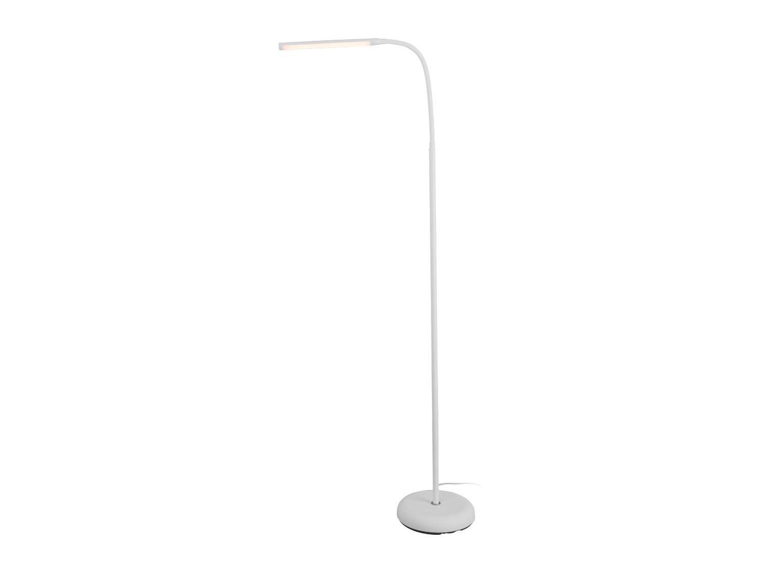 White LED floor lamp with adjustable gooseneck and touch dimmer (British brand)