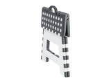 Grey and white folding step stool with carry handle (British brand)