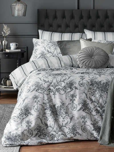 Next Laura Ashley Tuileries Grey Charcoal 200 Thread Count Cotton Sateen Pillowcases (Set of 2)- Buy online at McGrocer