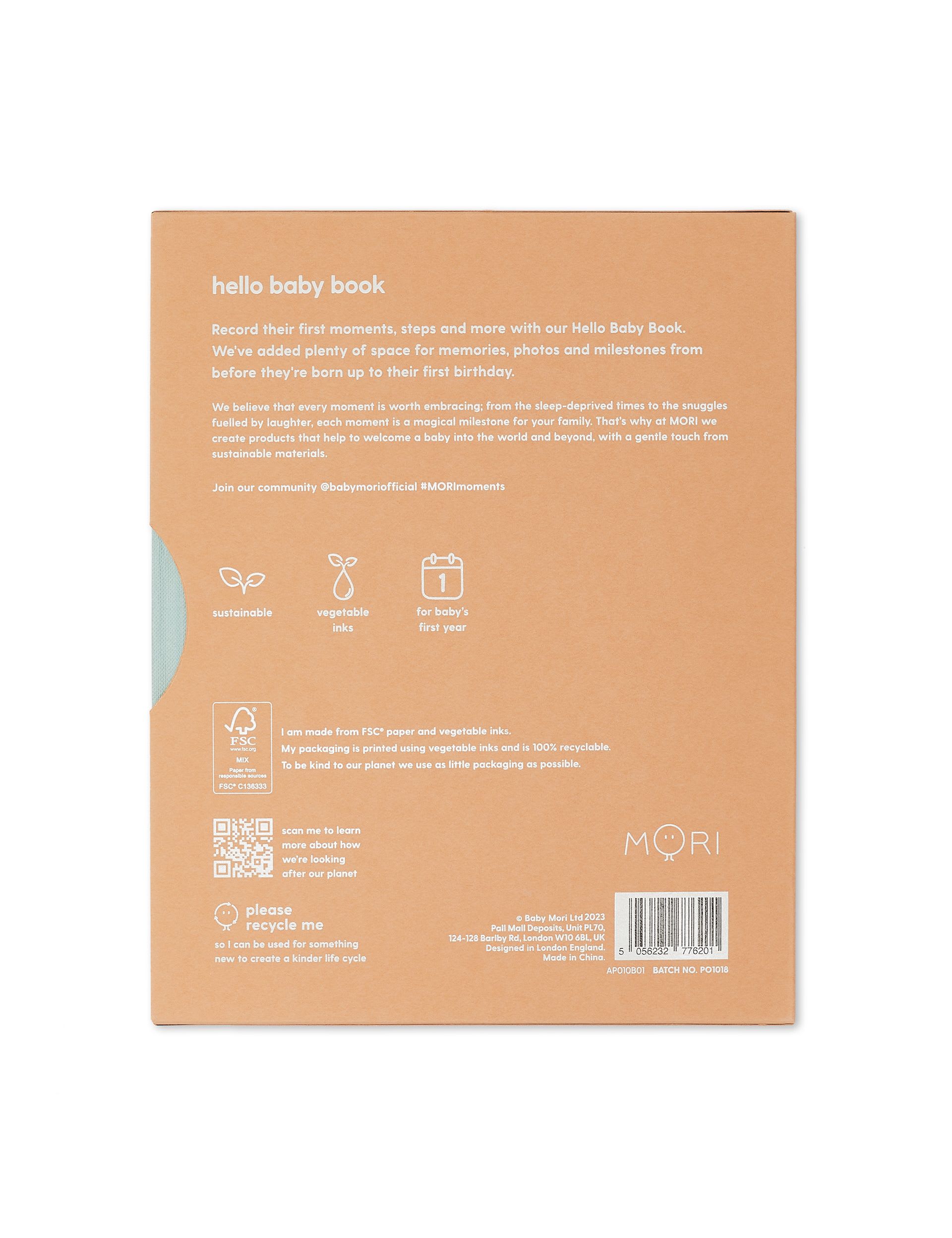 MORI Hello Baby memory book for recording baby milestones - British product