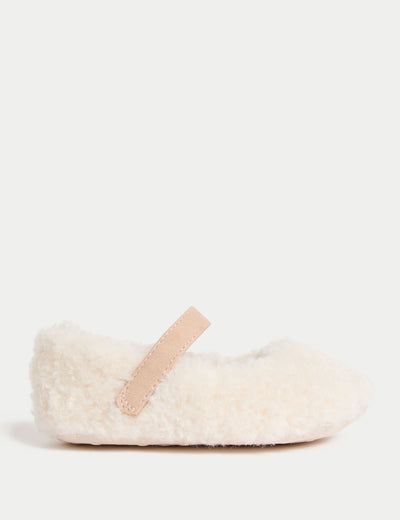 Chaussons ballerines bébé en borg pour nourrissons 0-18 mois