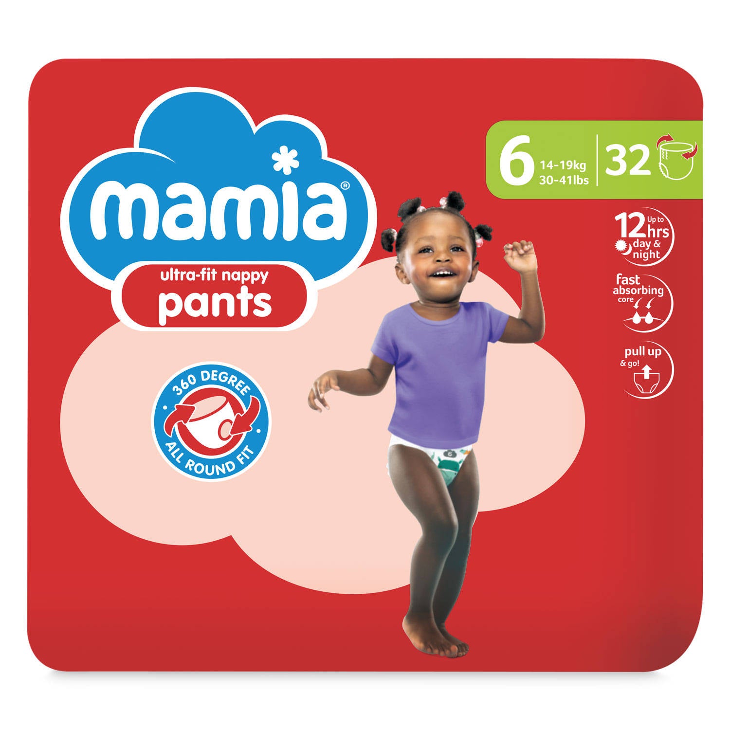 Baby nappy pants size 6, 32 pack - British product