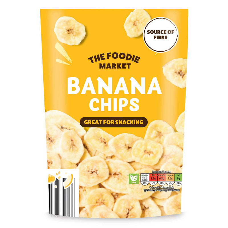 A pack of crispy banana chips 100g - British product
