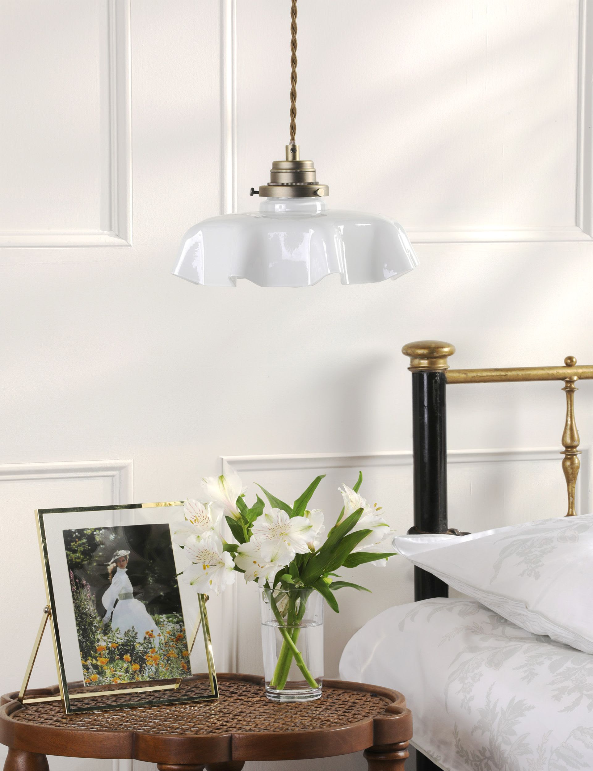 Laura Ashley Banham fluted glass pendant light - British product