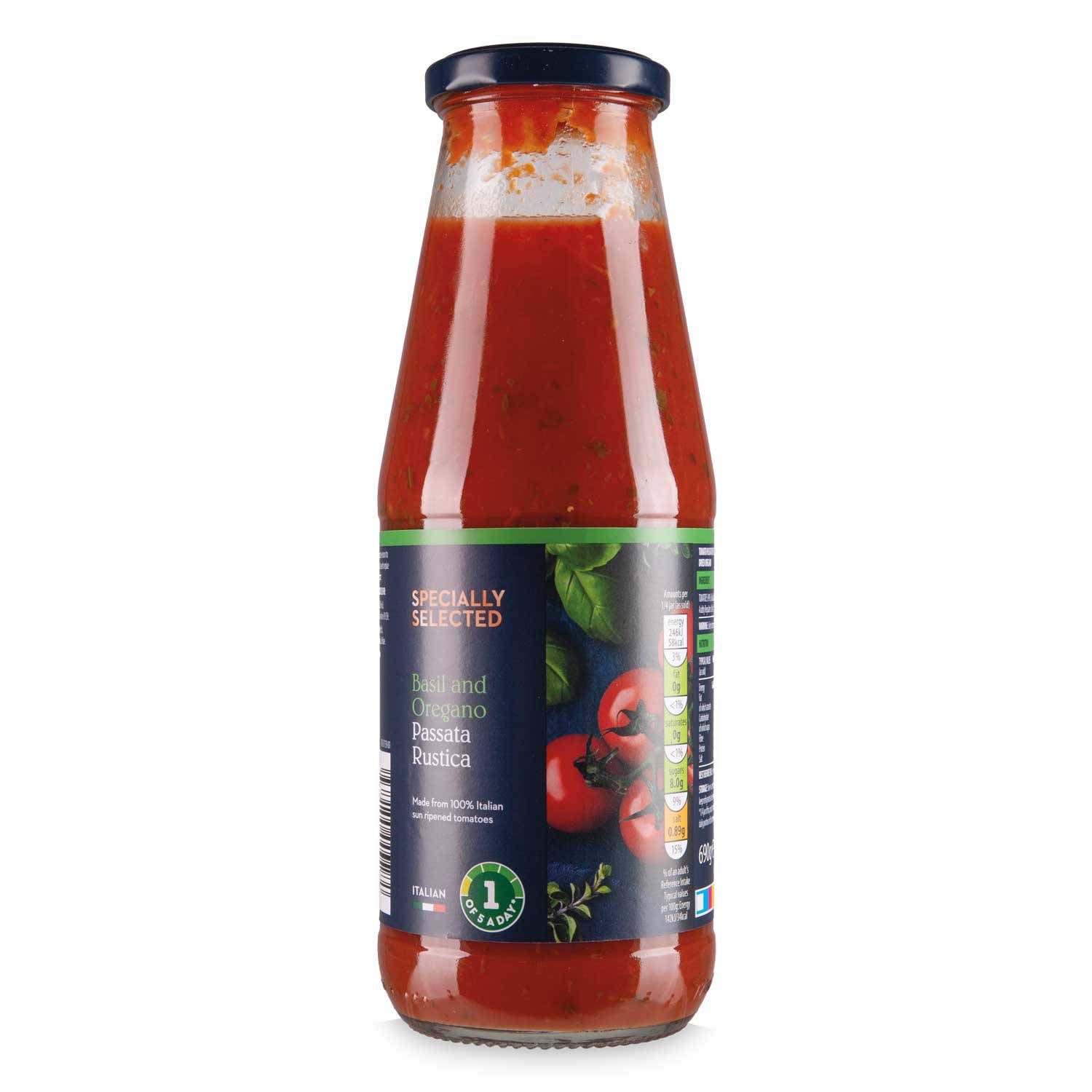 Tomato passata with basil and oregano, imported from the UK