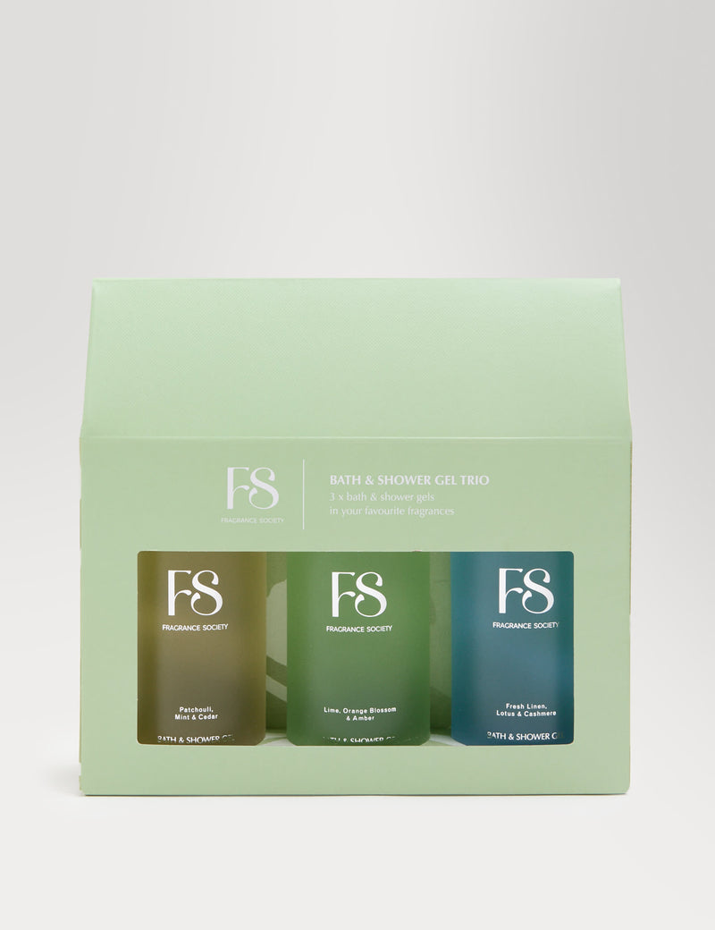 Fragrance Society bath gel trio with three scents 265 ml - British product