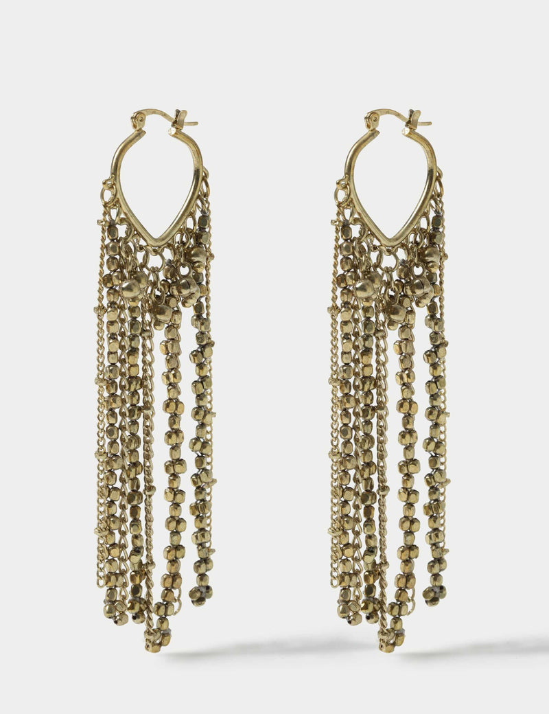 Beaded fringe drop hoop earrings (British brand)