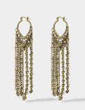 Beaded fringe drop hoop earrings (British brand)