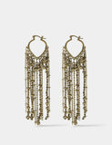 Beaded fringe drop hoop earrings (British brand)