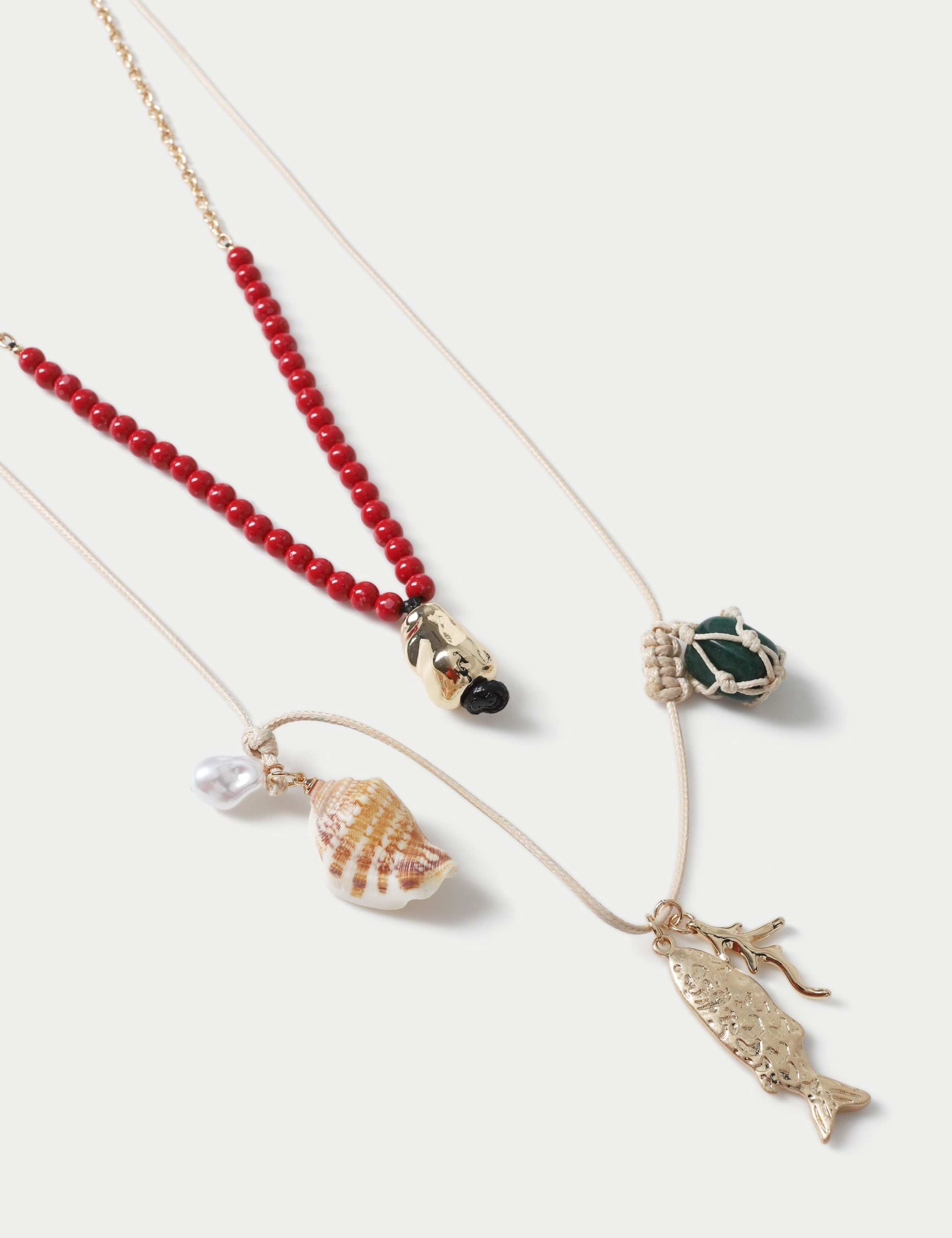 M&S beaded pendant necklace mixed materials 600mm, UK version