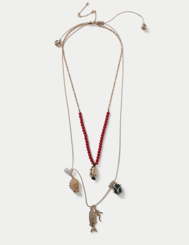 M&S beaded pendant necklace mixed materials 600mm, UK version