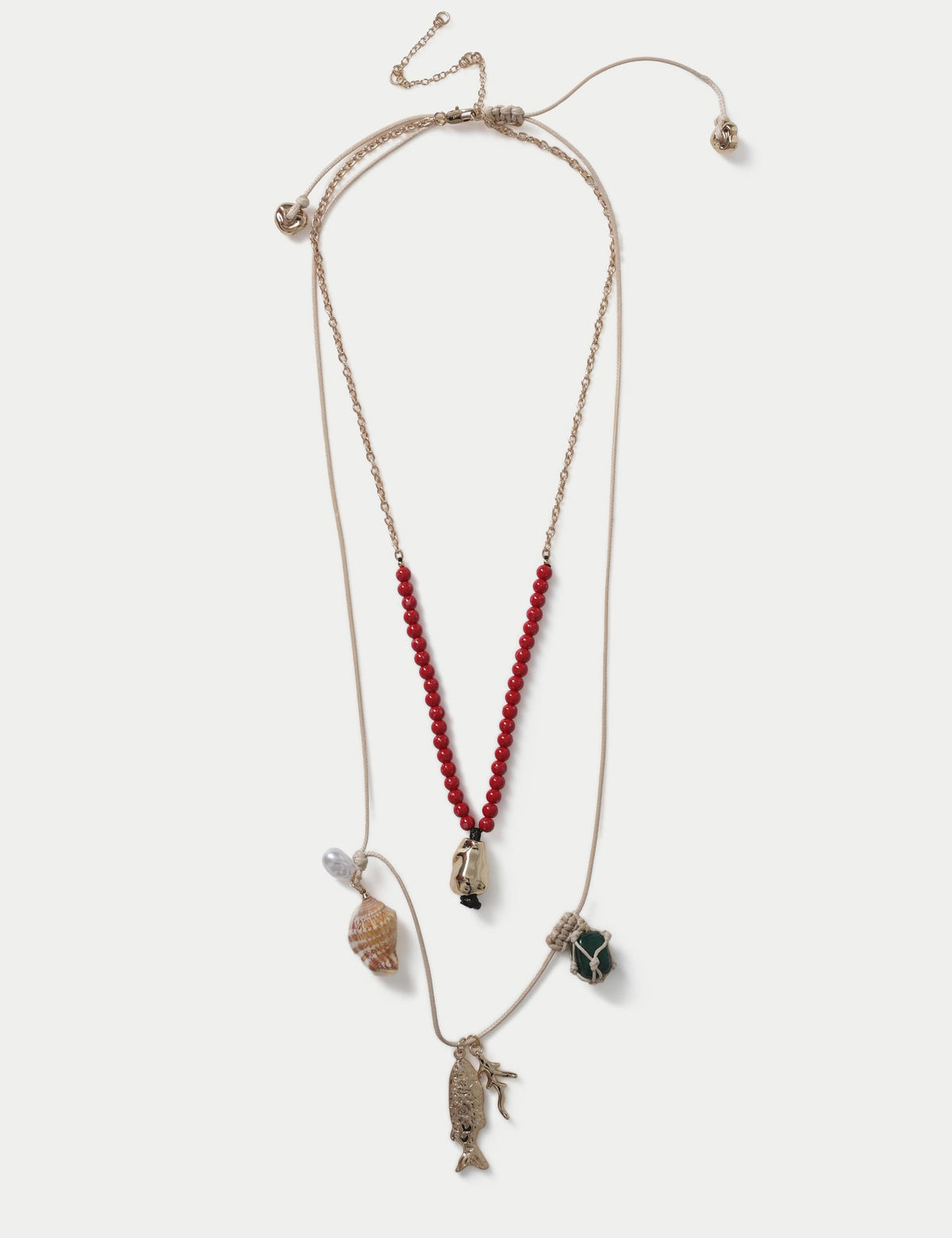M&S beaded pendant necklace mixed materials 600mm, UK version