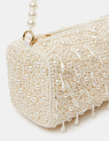 Accessorize beaded shoulder bag with faux pearls and pearl strap (British brand)