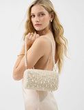 Accessorize beaded shoulder bag with faux pearls and pearl strap (British brand)