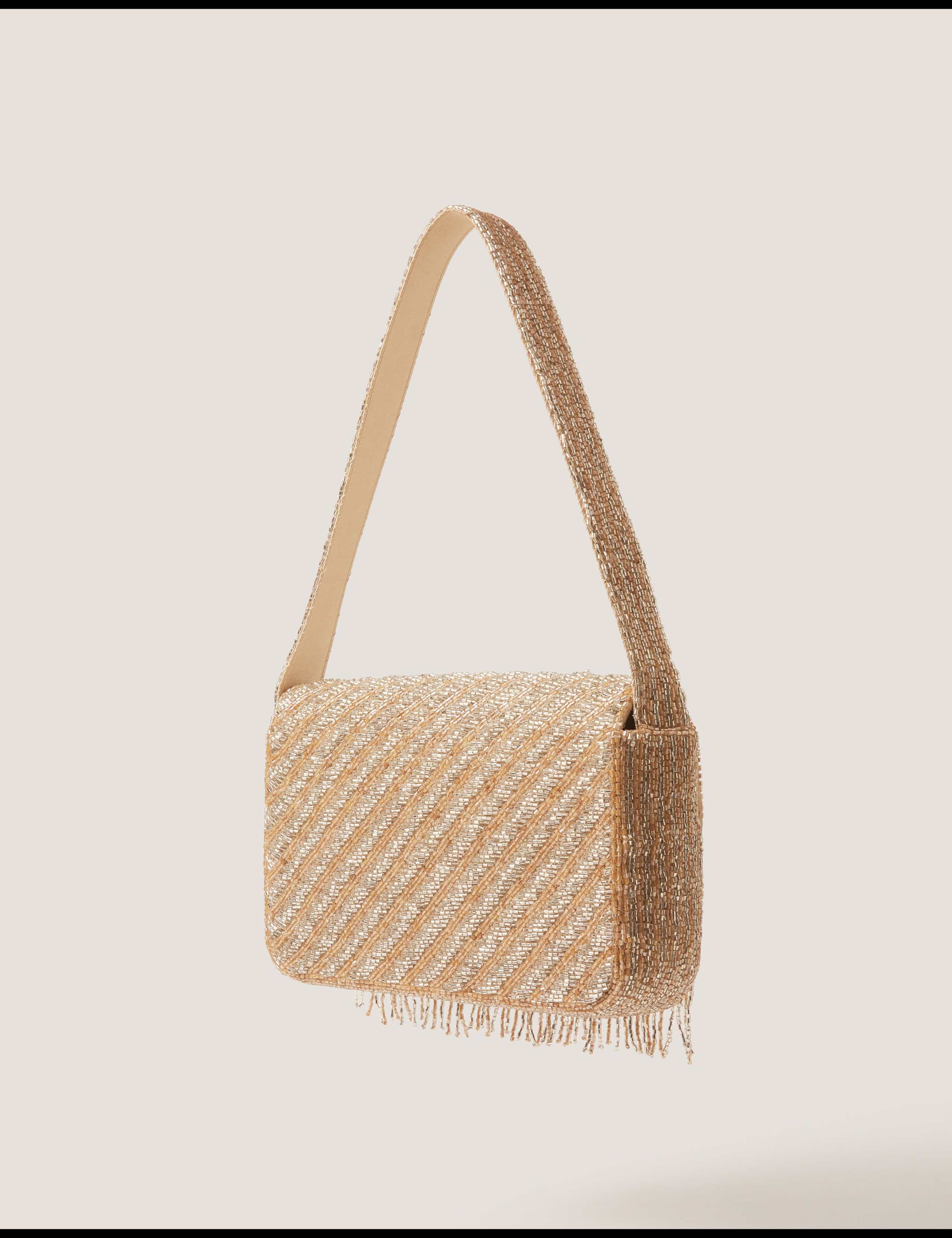 Monsoon beaded shoulder bag metallic zig-zag pattern (British brand)