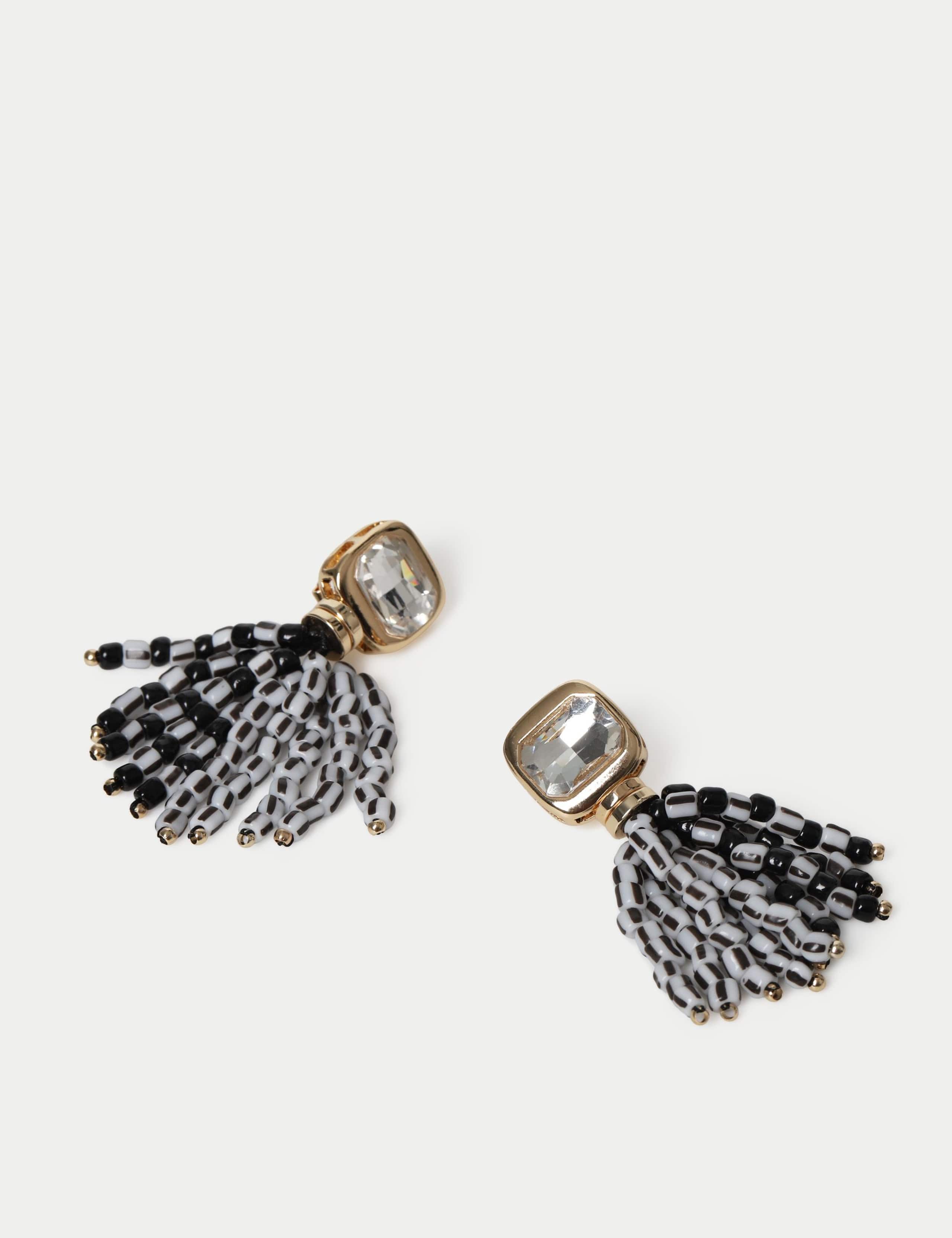 M&S beaded tassel drop earrings 50mm width, imported from the UK
