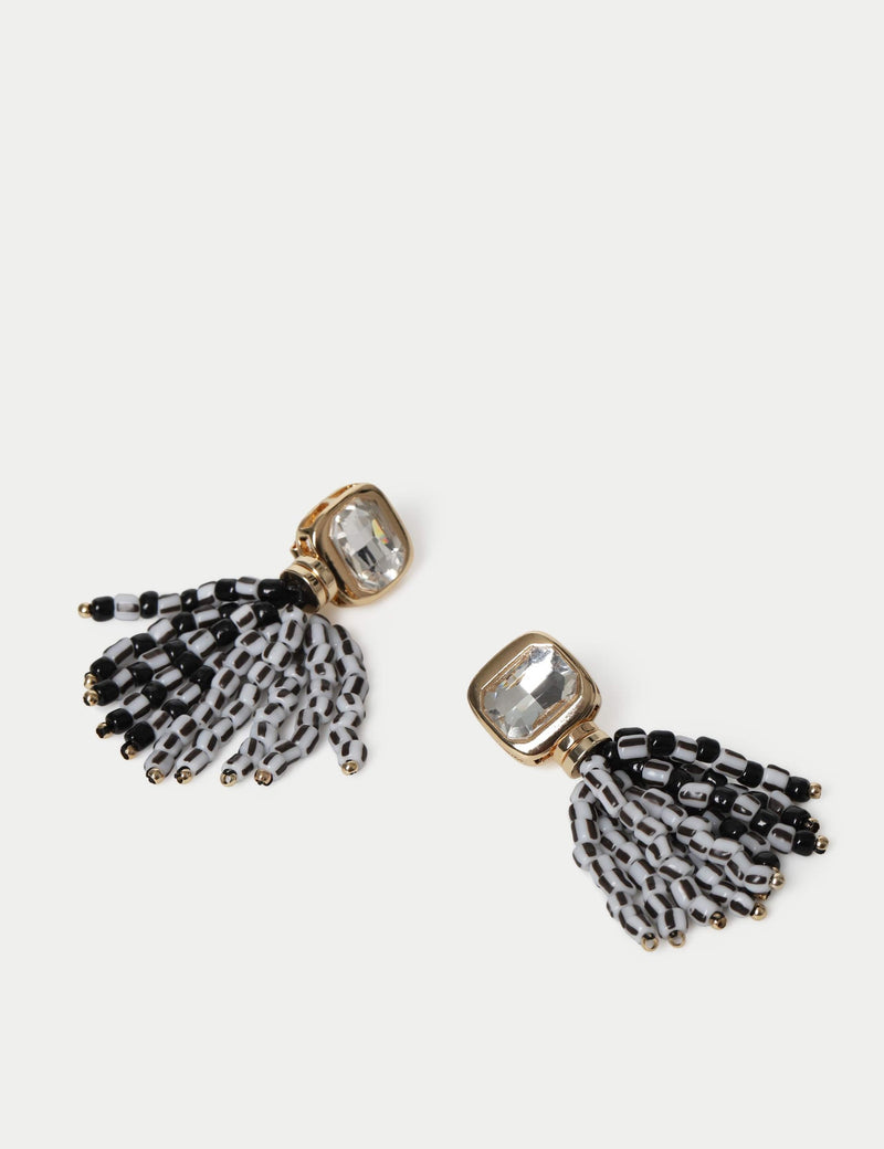 M&S beaded tassel drop earrings 50mm width, imported from the UK
