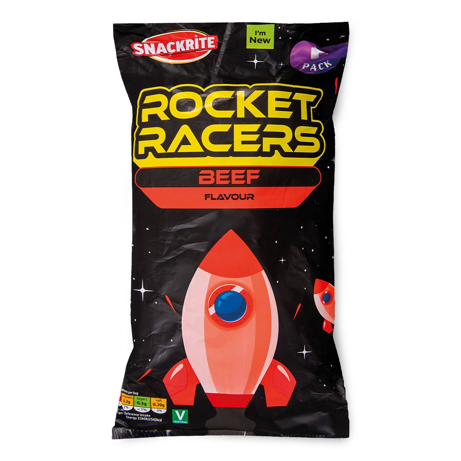 Beef Rocket Racers beef flavour maize and potato snacks - British product