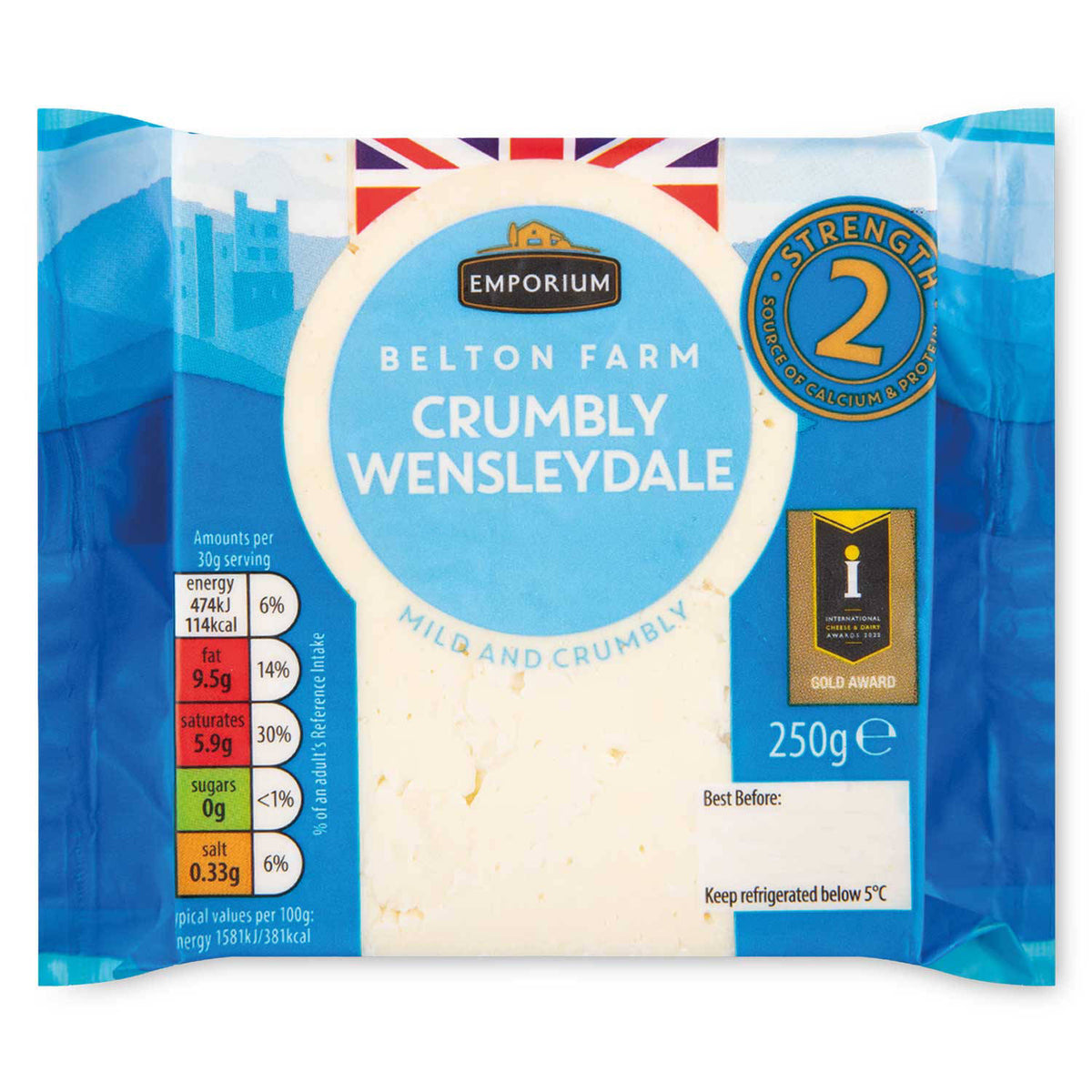 Belton Farm crumbly Wensleydale cheese (British brand)