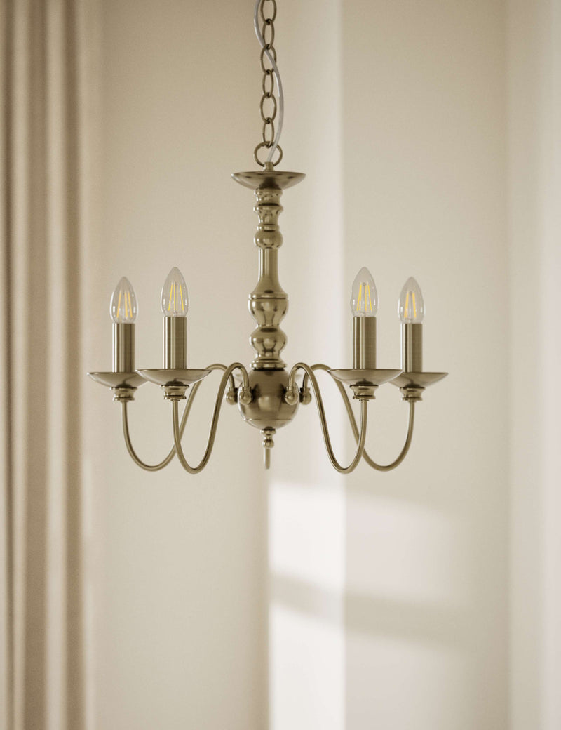 Bethany chandelier antique brass five lights (British brand)