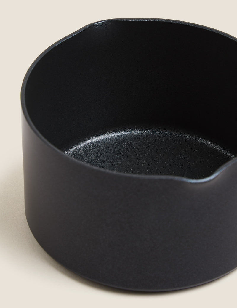 Black aluminium 14cm non-stick milk pan - British product