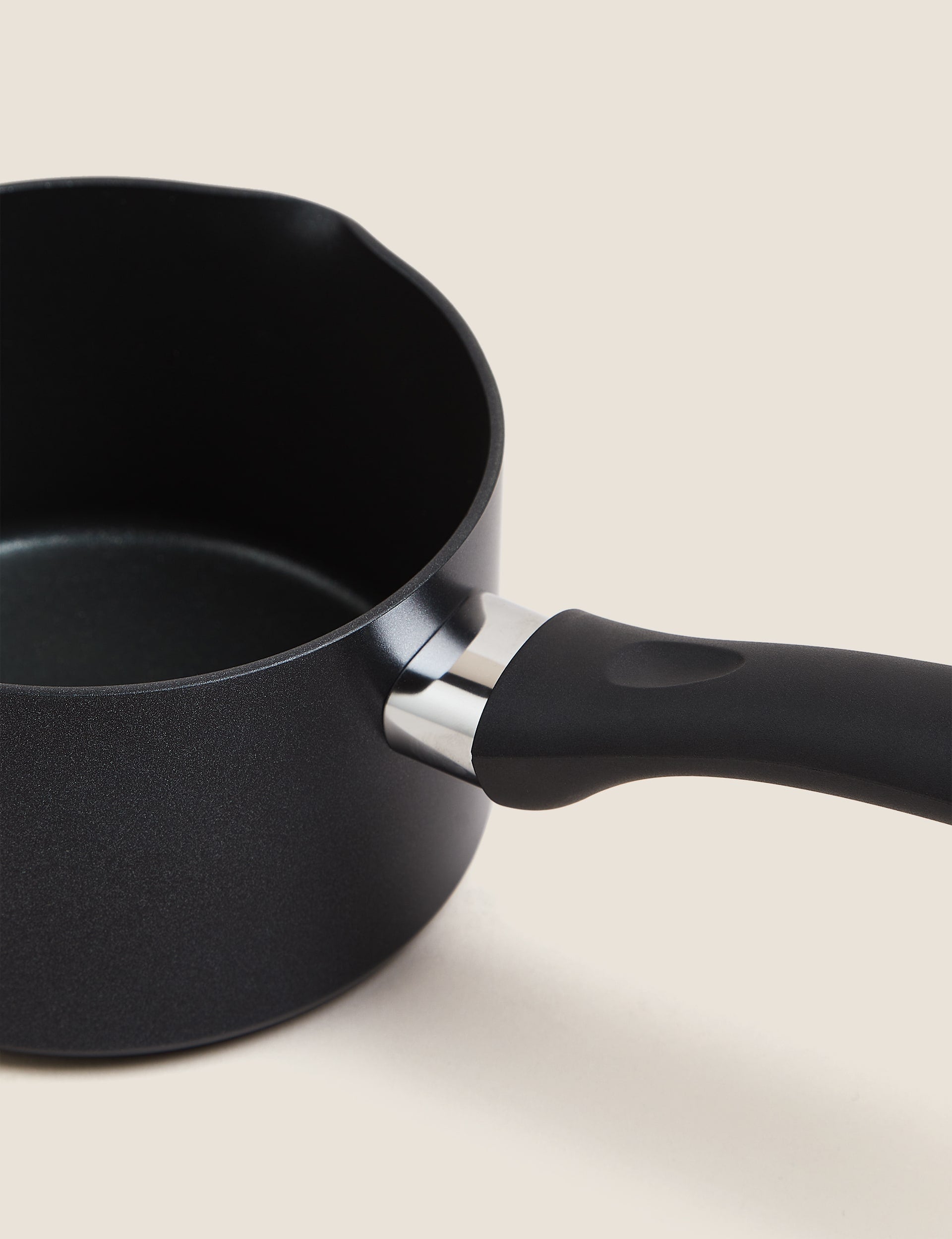Black aluminium 14cm non-stick milk pan - British product