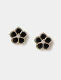 Black enamel flower stud earrings metal jewellery - British product