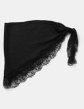 Black satin and lace tie scarf, imported from the UK