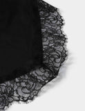 Black satin and lace tie scarf, imported from the UK