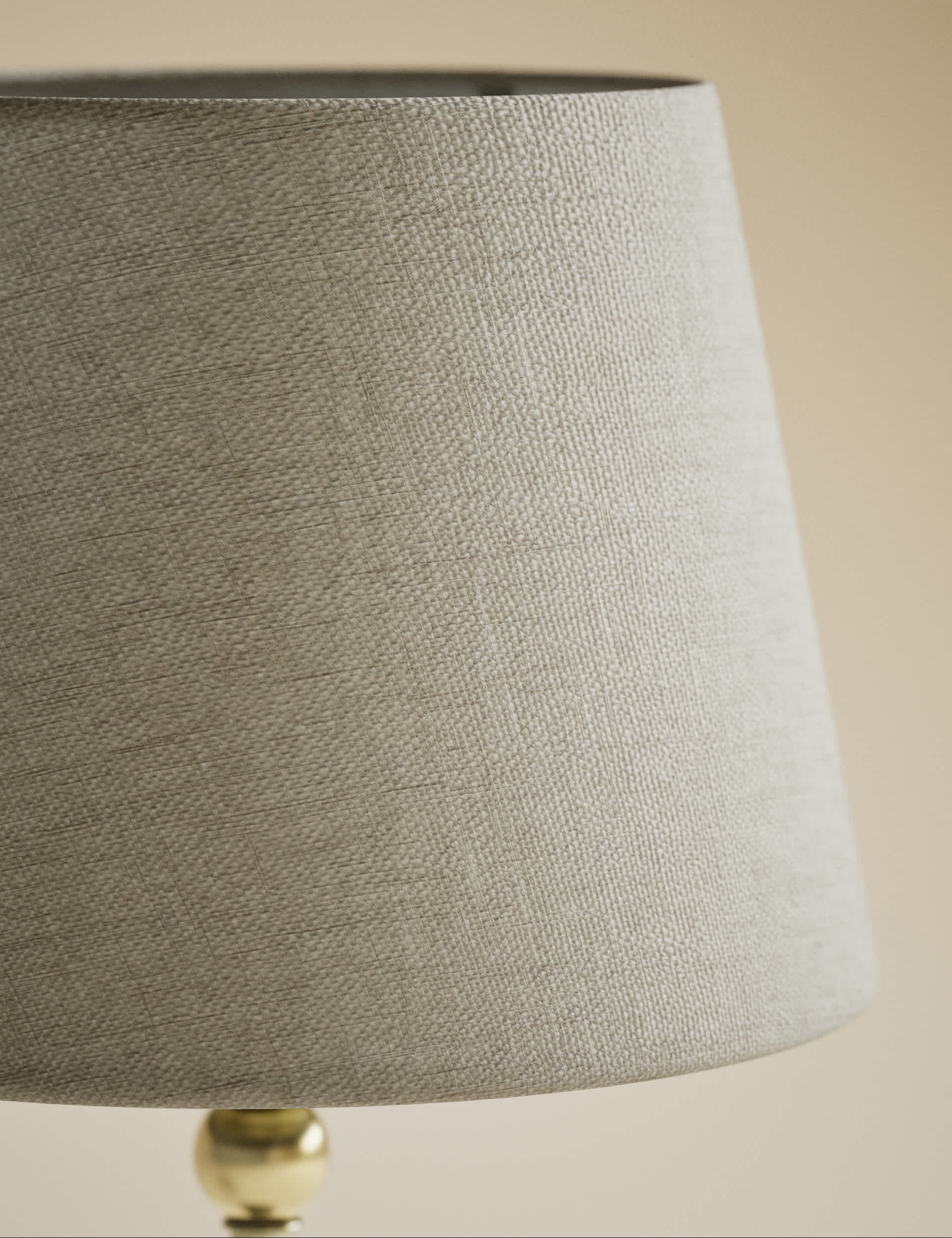 Blair rechargeable table lamp with brass base and linen shade, UK version